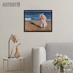 "Artery8 Sorolla Fisherwomen With Her Son Framed Canvas Wall Art Print - Size: W12"" x H16""" - thumbnail 3