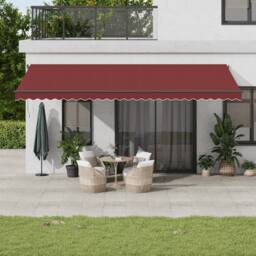 Berkfield Home Manual Retractable Awning Burgundy 600x300 cm in Black - thumbnail 1