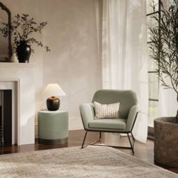Lemon Pavilion Furniture Lara Small Pouffe - L41.5 x W41.5 x H44 cm - Sage/Black Matte in Grey - Size: 1 Pack - thumbnail 3