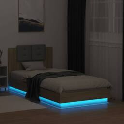 Berkfield Home Bed Frame with LED without Mattress Sonoma Oak 75x190 cm Small Single in Light Brown - thumbnail 4