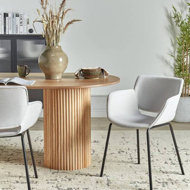Wyld and Coco Set of 2 Dining Chairs Light Grey Polyester Upholstery Black Metal - image 1