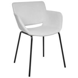 Wyld and Coco Set of 2 Dining Chairs Light Grey Polyester Upholstery Black Metal - thumbnail 6