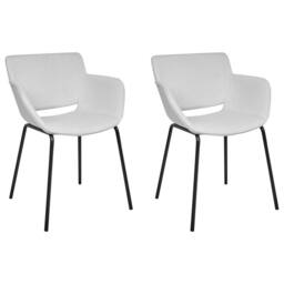 Wyld and Coco Set of 2 Dining Chairs Light Grey Polyester Upholstery Black Metal - thumbnail 2