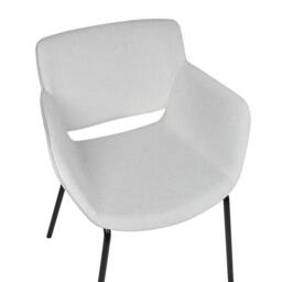 Wyld and Coco Set of 2 Dining Chairs Light Grey Polyester Upholstery Black Metal - thumbnail 7