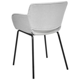 Wyld and Coco Set of 2 Dining Chairs Light Grey Polyester Upholstery Black Metal - thumbnail 5