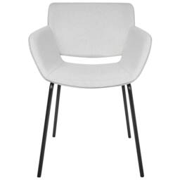 Wyld and Coco Set of 2 Dining Chairs Light Grey Polyester Upholstery Black Metal - thumbnail 3