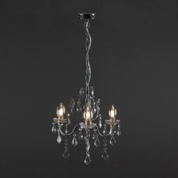 ValueLights Varuna Glass Droplet IP44 Rated Bathroom Chandelier Pendant Ceiling Light in Silver - thumbnail 3