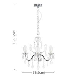 ValueLights Varuna Glass Droplet IP44 Rated Bathroom Chandelier Pendant Ceiling Light in Silver - thumbnail 6