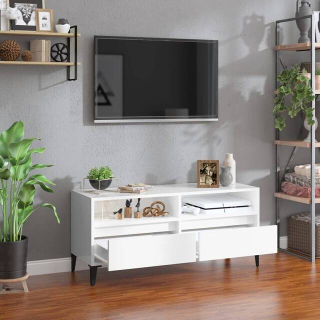 Berkfield Home TV Cabinet High Gloss White 100x34.5x44.5 cm Engineered Wood - image 1