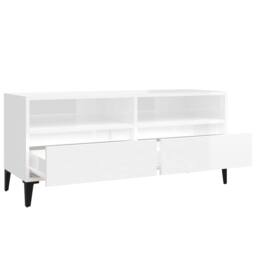 Berkfield Home TV Cabinet High Gloss White 100x34.5x44.5 cm Engineered Wood - thumbnail 8