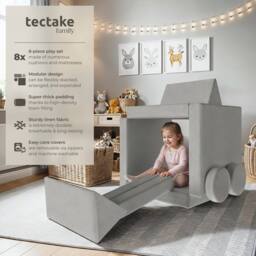 tectake Kids Sofa Lilly in Grey - Size: 120 cm - thumbnail 2