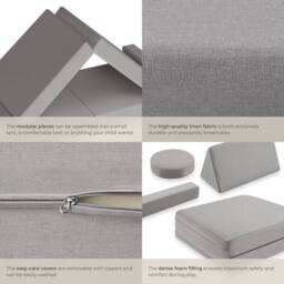 tectake Kids Sofa Lilly in Grey - Size: 120 cm - thumbnail 5