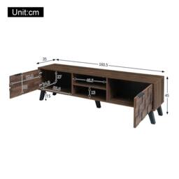 ModernLuxe Modern TV cabinet with 2 doors, 2 open shelves & storage design in Walnut - thumbnail 5