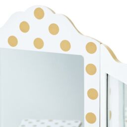 Teamson Kids Kids Wooden Play Vanity Table Set, Polka Dot, White/Gold in White - thumbnail 6