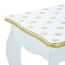 Teamson Kids Kids Wooden Play Vanity Table Set, Polka Dot, White/Gold in White - thumbnail 5