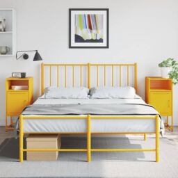 Berkfield Home Bedside Cabinets 2 pcs Mustard Yellow 36x39x78 cm Steel - Size: 36 x 39 x 78 cm - thumbnail 1