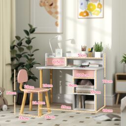 AIYAPLAY Kids Desk & Chair Set for Studying, Reading, Drawing in Pink - Size: 1 Pack - thumbnail 3