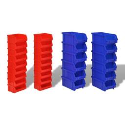 Berkfield Home Wall Mounted Garage Plastic Storage Bin Set 30 pcs Blue & Red - thumbnail 3