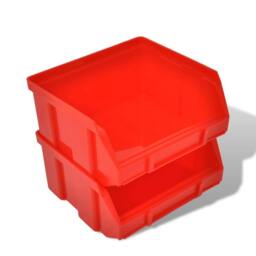 Berkfield Home Wall Mounted Garage Plastic Storage Bin Set 30 pcs Blue & Red - thumbnail 5