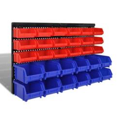 Berkfield Home Wall Mounted Garage Plastic Storage Bin Set 30 pcs Blue & Red - thumbnail 2