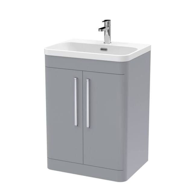 Balterley Aldershawe 2 Door Vanity Unit, Thin Edge Ceramic Basin, 600mm, Grey - image 1