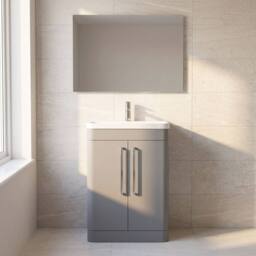 Balterley Aldershawe 2 Door Vanity Unit, Thin Edge Ceramic Basin, 600mm, Grey - thumbnail 6