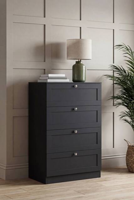 Home Discount Vida Designs Altino 4 Drawer Chest of Drawers Bedroom Furniture in Black - image 1