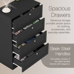 Home Discount Vida Designs Altino 4 Drawer Chest of Drawers Bedroom Furniture in Black - thumbnail 3