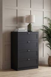 Home Discount Vida Designs Altino 4 Drawer Chest of Drawers Bedroom Furniture in Black - thumbnail 1