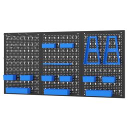 Costway Pegboard Wall Organizer 9-Bin Parts Rack Organizer w/ Hammer Racks in Blue - thumbnail 8