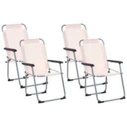 Wyld and Coco Beige Folding Garden Chairs Set of 4 Powder Coat Steel Mesh Seats - thumbnail 2