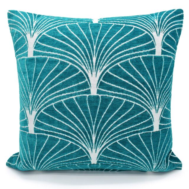 Velosso Soft Touch Chenille Cushion, 43x43, Luxurious Accent with Zip Closure in Teal - Size: 43 cm x 43 cm