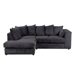 LUXURY LIFE Declan Jumbo Cord Fabric Left Hand Facing Corner Sofa in Black