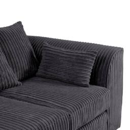 LUXURY LIFE Declan Jumbo Cord Fabric Left Hand Facing Corner Sofa in Black - thumbnail 3