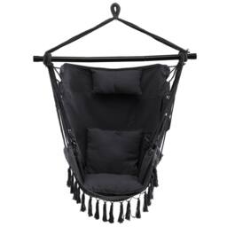 EONLION Swing Hanging Hammock with Metal Stand in Black - Size: 120 - thumbnail 6