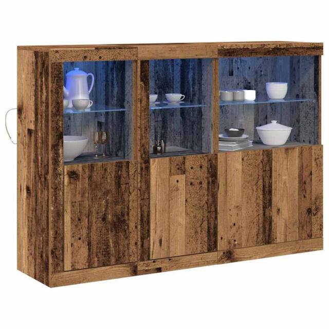Berkfield Home Sideboard with LED Lights Old Wood 142.5x37x100 cm Engineered Wood in Brown - image 1