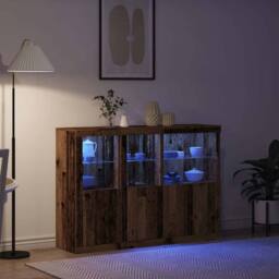Berkfield Home Sideboard with LED Lights Old Wood 142.5x37x100 cm Engineered Wood in Brown - thumbnail 5