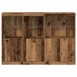 Berkfield Home Sideboard with LED Lights Old Wood 142.5x37x100 cm Engineered Wood in Brown - thumbnail 6