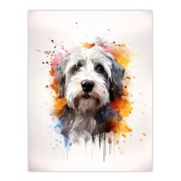 "Artery8 Wall Art Print Old English Sheep Dog Lovers Gift Watercolour Pet Portrait Painting Artwork Poster - Size: W18"" x H24""" - thumbnail 1