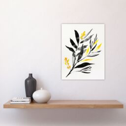"Artery8 Abstract Plant Lover Frond Black Yellow Botanical Wall Art Print - Size: W18"" x H24""" - thumbnail 4
