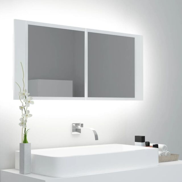 Berkfield Home LED Bathroom Mirror Cabinet White 100x12x45 cm - Size: 100 x 12 x 45 cm - image 1