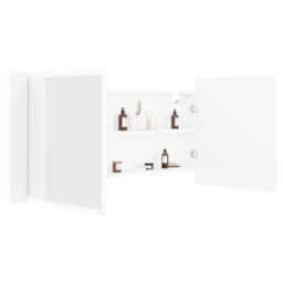 Berkfield Home LED Bathroom Mirror Cabinet White 100x12x45 cm - Size: 100 x 12 x 45 cm - thumbnail 6