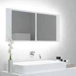 Berkfield Home LED Bathroom Mirror Cabinet White 100x12x45 cm - Size: 100 x 12 x 45 cm