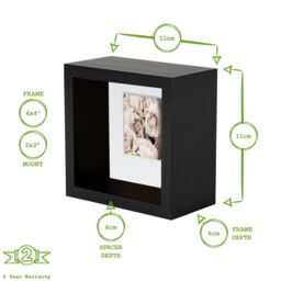 "Nicola Spring 3D Deep Box Photo Frames - 4 x 4"" with 2 x 2"" Mount - White Mount - Pack of 2" - thumbnail 4