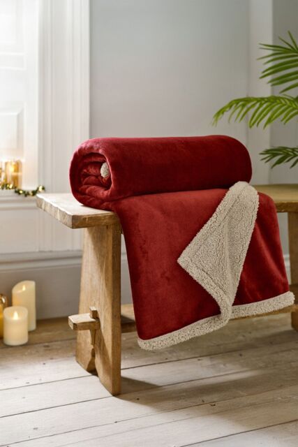 Deyongs Hazelwood Super Soft Flannel & Sherpa Throw - 130 x 170cm Fleece Blanket in Wine - Size: 130 cm x 170 cm - image 1