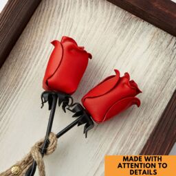 Novecrafto Mountable Wooden Frame with Forged Iron Roses - Ideal Iron Gifts for 6th Anniversary - Wrought Iron & Wood Fusion for Her in Red - thumbnail 4