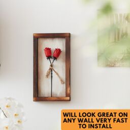 Novecrafto Mountable Wooden Frame with Forged Iron Roses - Ideal Iron Gifts for 6th Anniversary - Wrought Iron & Wood Fusion for Her in Red - thumbnail 6
