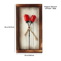 Novecrafto Mountable Wooden Frame with Forged Iron Roses - Ideal Iron Gifts for 6th Anniversary - Wrought Iron & Wood Fusion for Her in Red - thumbnail 3