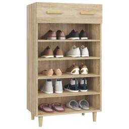 Berkfield Home Shoe Cabinet Sonoma Oak 60x35x105 cm Engineered Wood in Brown - Size: 60 x 35 x 105 cm - thumbnail 4