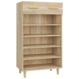Berkfield Home Shoe Cabinet Sonoma Oak 60x35x105 cm Engineered Wood in Brown - Size: 60 x 35 x 105 cm - thumbnail 2